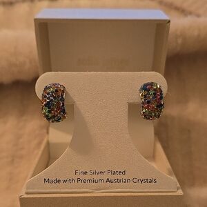 Colorful Austrian Crystal Silver Plated Earrings